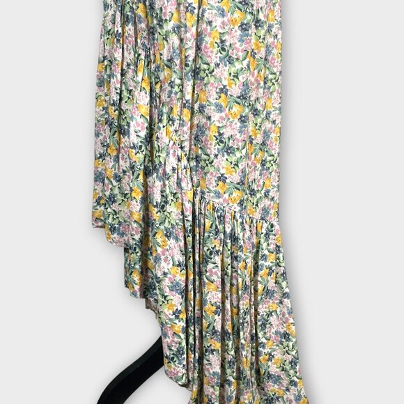 Mango MNG Off One Shoulder Dress Sz SMALL Floral Ruffle Tie Belt NEW - Picture 5 of 14